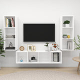 NNEVL 3 Piece TV Cabinet Set White Chipboard