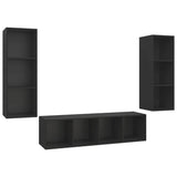 NNEVL 3 Piece TV Cabinet Set Black Chipboard