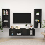 NNEVL 3 Piece TV Cabinet Set Black Chipboard