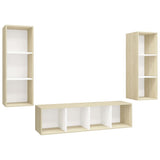 NNEVL 3 Piece TV Cabinet Set White and Sonoma Oak Chipboard