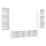 NNEVL 3 Piece TV Cabinet Set High Gloss White Chipboard