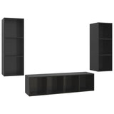 NNEVL 3 Piece TV Cabinet Set High Gloss Black Chipboard