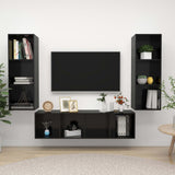 NNEVL 3 Piece TV Cabinet Set High Gloss Black Chipboard