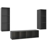 NNEVL 3 Piece TV Cabinet Set High Gloss Grey Chipboard