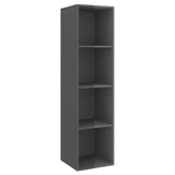 NNEVL 3 Piece TV Cabinet Set High Gloss Grey Chipboard