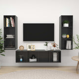 NNEVL 3 Piece TV Cabinet Set High Gloss Grey Chipboard