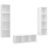 NNEVL 3 Piece TV Cabinet Set White Chipboard