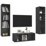 NNEVL 3 Piece TV Cabinet Set Grey Chipboard