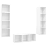 NNEVL 3 Piece TV Cabinet Set High Gloss White Chipboard