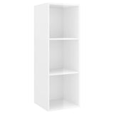 NNEVL 3 Piece TV Cabinet Set High Gloss White Chipboard