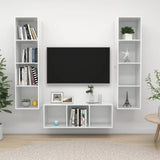 NNEVL 3 Piece TV Cabinet Set High Gloss White Chipboard