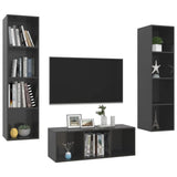 NNEVL 3 Piece TV Cabinet Set High Gloss Grey Chipboard