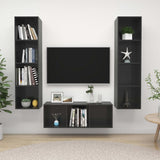 NNEVL 3 Piece TV Cabinet Set High Gloss Grey Chipboard