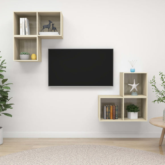 NNEVL 4 Piece TV Cabinet Set Sonoma Oak Chipboard