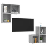 NNEVL 4 Piece TV Cabinet Set Concrete Grey Chipboard