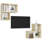 NNEVL 4 Piece TV Cabinet Set White and Sonoma Oak Chipboard