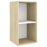 NNEVL 4 Piece TV Cabinet Set White and Sonoma Oak Chipboard
