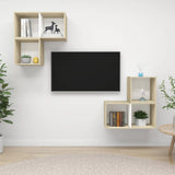 NNEVL 4 Piece TV Cabinet Set White and Sonoma Oak Chipboard