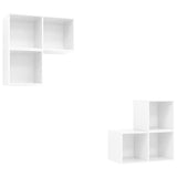 NNEVL 4 Piece TV Cabinet Set High Gloss White Chipboard