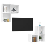 NNEVL 4 Piece TV Cabinet Set High Gloss White Chipboard