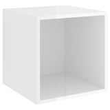 NNEVL 4 Piece TV Cabinet Set High Gloss White Chipboard