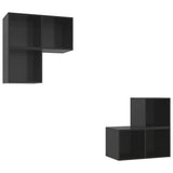 NNEVL 4 Piece TV Cabinet Set High Gloss Black Chipboard