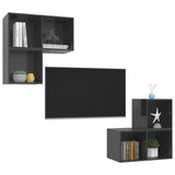 NNEVL 4 Piece TV Cabinet Set High Gloss Grey Chipboard