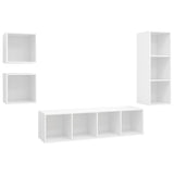 NNEVL 4 Piece TV Cabinet Set White Chipboard