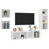 NNEVL 4 Piece TV Cabinet Set White Chipboard