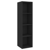 NNEVL 4 Piece TV Cabinet Set Black Chipboard