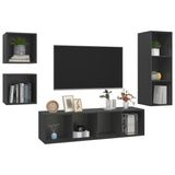 NNEVL 4 Piece TV Cabinet Set Grey Chipboard