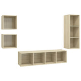 NNEVL 4 Piece TV Cabinet Set Sonoma Oak Chipboard