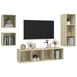 NNEVL 4 Piece TV Cabinet Set Sonoma Oak Chipboard