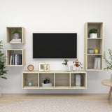 NNEVL 4 Piece TV Cabinet Set Sonoma Oak Chipboard