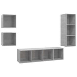 NNEVL 4 Piece TV Cabinet Set Concrete Grey Chipboard