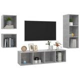 NNEVL 4 Piece TV Cabinet Set Concrete Grey Chipboard