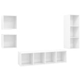 NNEVL 4 Piece TV Cabinet Set High Gloss White Chipboard