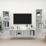 NNEVL 4 Piece TV Cabinet Set High Gloss White Chipboard