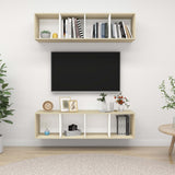 NNEVL Wall-mounted TV Cabinets 2 pcs White and Sonoma Oak Chipboard