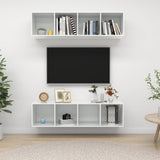 NNEVL Wall-mounted TV Cabinets 2 pcs High Gloss White Chipboard