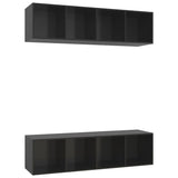 NNEVL Wall-mounted TV Cabinets 2 pcs High Gloss Black Chipboard