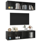 NNEVL Wall-mounted TV Cabinets 2 pcs High Gloss Black Chipboard