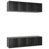 NNEVL Wall-mounted TV Cabinets 2 pcs High Gloss Grey Chipboard