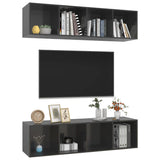 NNEVL Wall-mounted TV Cabinets 2 pcs High Gloss Grey Chipboard