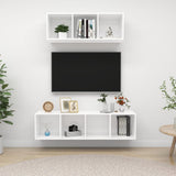 NNEVL 2 Piece TV Cabinet Set White Chipboard