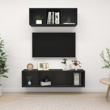 NNEVL 2 Piece TV Cabinet Set Black Chipboard
