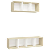 NNEVL 2 Piece TV Cabinet Set White and Sonoma Oak Chipboard