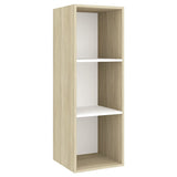 NNEVL 2 Piece TV Cabinet Set White and Sonoma Oak Chipboard