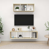 NNEVL 2 Piece TV Cabinet Set White and Sonoma Oak Chipboard