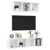NNEVL 2 Piece TV Cabinet Set High Gloss White Chipboard